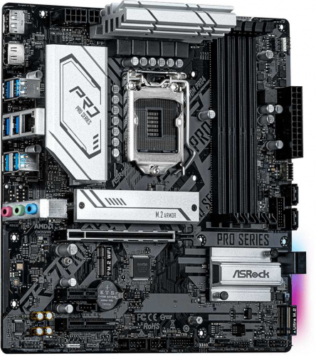 Материнская плата Asrock H570M PRO4 Soc-1200 Intel H570 4xDDR4 mATX AC`97 8ch(7.1) GbLAN RAID+HDMI+DP фото 2