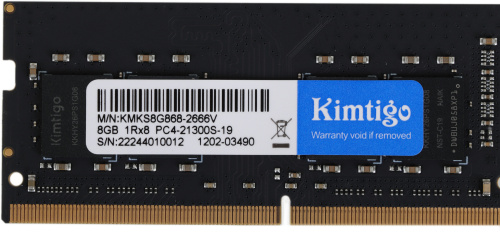 Память DDR4 8GB 2666MHz Kimtigo KMKS8G8682666 RTL PC4-21300 CL19 SO-DIMM 260-pin 1.2В single rank Ret фото 2