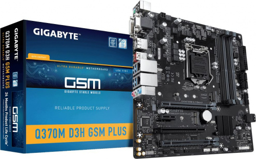 Материнская плата Gigabyte Q370M D3H GSM PLUS Soc-1151v2 Intel Q370 4xDDR4 mATX AC`97 8ch(7.1) 2xGgE RAID+VGA+DVI+HDMI+DP фото 2