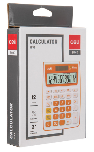 Калькулятор настольный Deli E1238/GRN зеленый 12-разр. фото 5