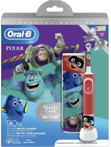 Зубная щетка электрическая Oral-B Pixar D100.413.2KX красный фото 3