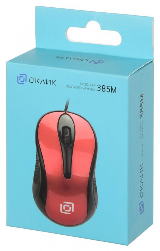 Мышь Оклик 385M черный/красный оптическая (1000dpi) USB для ноутбука (3but) фото 4