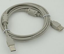 Кабель-удлинитель USB A(m) USB A(f) 3м (744792) феррит.кольца серый