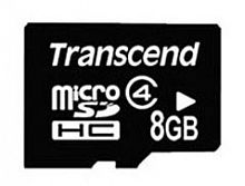 Флеш карта microSDHC 8Gb Class4 Transcend TS8GUSDHC4 + adapter