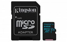 Флеш карта microSDXC 64Gb Class10 Kingston SDCG2/64GB Canvas Go + adapter
