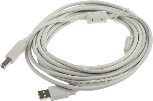 Кабель Ningbo USB A(m) USB B(m) 5м феррит.кольца серый фото 2