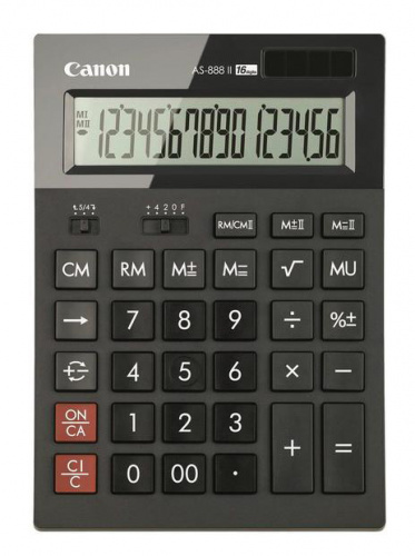 Калькулятор бухгалтерский Canon AS-888 II черный 16-разр. фото 2