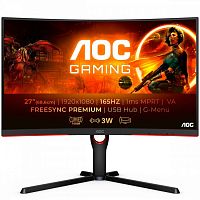 Монитор AOC 27" Gaming C27G3U черный/красный VA LED 1ms 16:9 HDMI M/M матовая HAS Piv 250cd 178гр/178гр 1920x1080 165Hz FreeSync Premium DP FHD USB 5.55кг