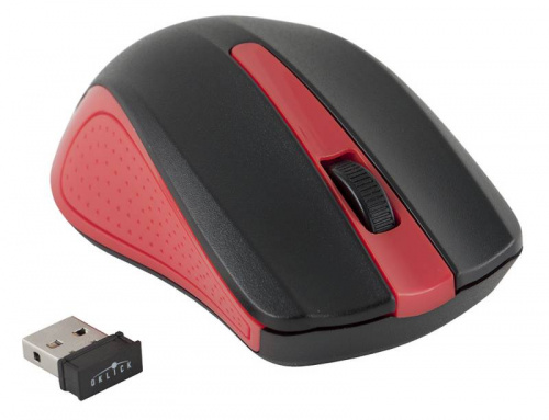 Мышь Оклик 485MW черный/красный оптическая (1600dpi) беспроводная USB для ноутбука (3but) фото 2