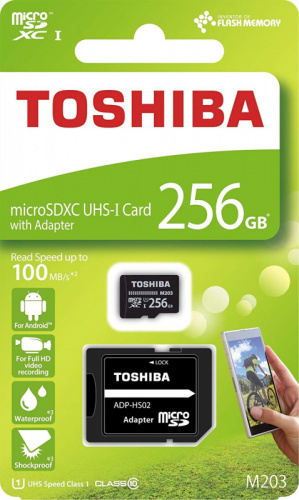 Флеш карта microSDXC 256Gb Class10 Toshiba THN-M203K2560EA M203 + adapter фото 2