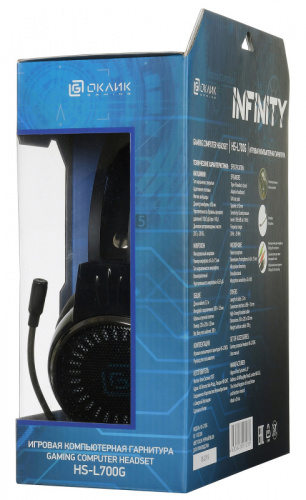 Наушники с микрофоном Оклик HS-L700G INFINITY черный 2.2м мониторные оголовье (1102308) фото 4
