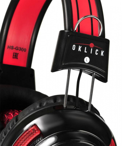 Наушники с микрофоном Оклик HS-G300 ARMAGEDDON черный/красный 2.2м мониторные оголовье (337457) фото 9