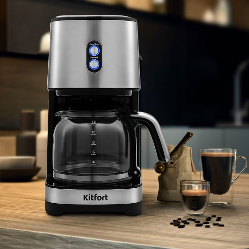 Кофеварка капельная Kitfort KT-750 900Вт черный/серебристый фото 8