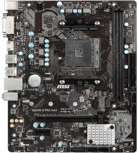 Материнская плата MSI A320M-A PRO MAX Soc-AM4 AMD A320 2xDDR4 mATX AC`97 8ch(7.1) GbLAN RAID+DVI+HDMI