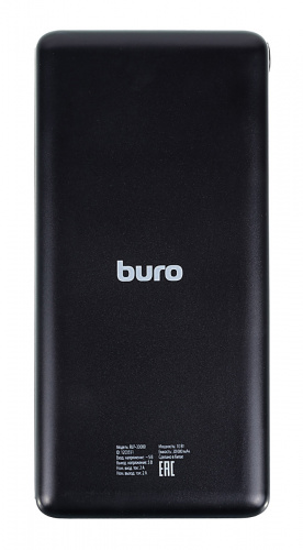 Мобильный аккумулятор Buro RLP-30000-B Li-Pol 30000mAh 2A черный 2xUSB материал пластик фото 2