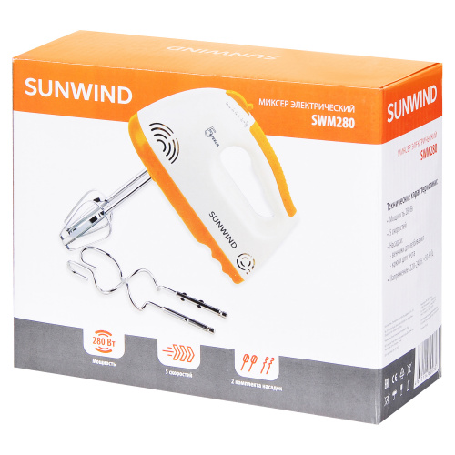 Миксер ручной SunWind SWM 280 280Вт белый/оранжевый фото 4
