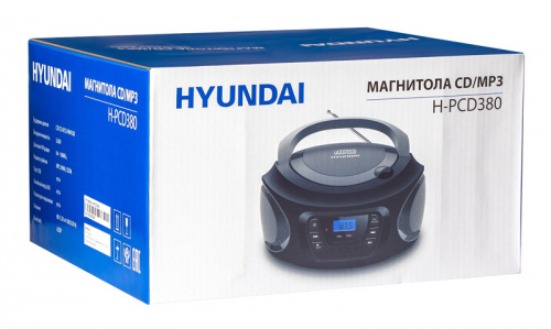 Аудиомагнитола Hyundai H-PCD380 черный/серый 4Вт/CD/CDRW/MP3/FM(dig)/USB/BT фото 2