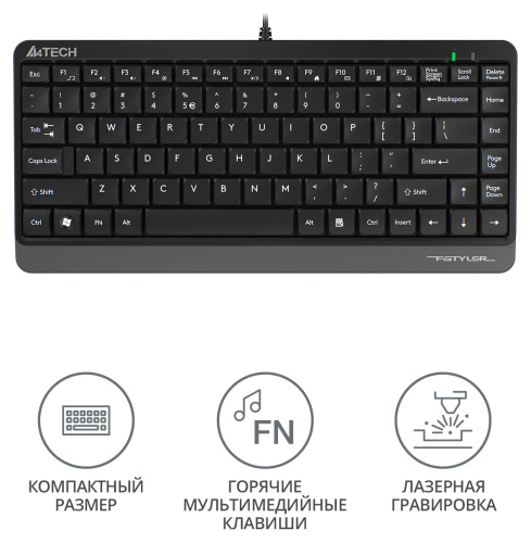 Клавиатура A4Tech Fstyler FK11 черный/серый USB slim фото 2
