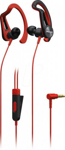 Наушники вкладыши Pioneer SE-E5T-R 1.2м красный проводные крепление за ухом