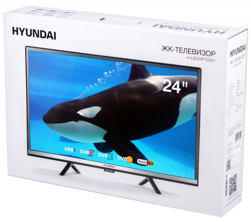 Телевизор LED Hyundai 24" H-LED24FT2001 черный HD 60Hz DVB-T DVB-T2 DVB-C DVB-S DVB-S2 USB (RUS) фото 2