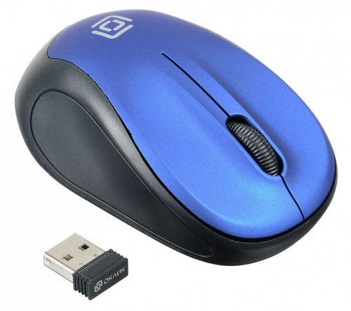 Мышь Оклик 665MW черный/синий оптическая (1600dpi) беспроводная USB для ноутбука (4but) фото 7