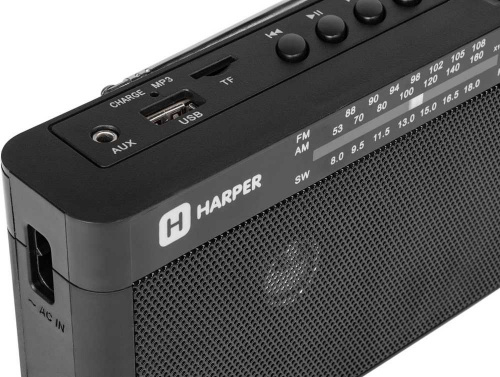 Радиоприемник настольный Harper HDRS-377 черный USB microSD фото 3