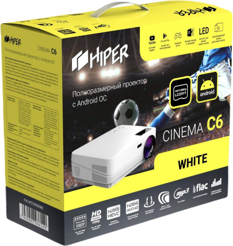 Проектор Hiper Cinema C6 White LCD 12000Lm (1920x1080) 3000:1 ресурс лампы:50000часов 2xUSB typeA 1xHDMI 1кг фото 5