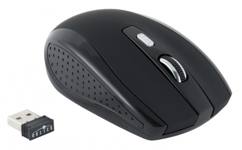 Мышь Оклик 455MW черный оптическая (1600dpi) беспроводная USB для ноутбука (5but) фото 2