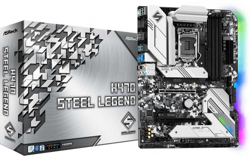 Материнская плата Asrock H470 STEEL LEGEND Soc-1200 Intel H470 4xDDR4 ATX AC`97 8ch(7.1) 2.5Gg+HDMI+DP фото 3