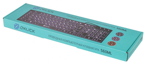 Клавиатура Oklick 560ML черный USB slim Multimedia LED фото 4