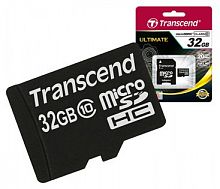 Флеш карта microSDHC 32Gb Class10 Transcend TS32GUSDHC10 + adapter