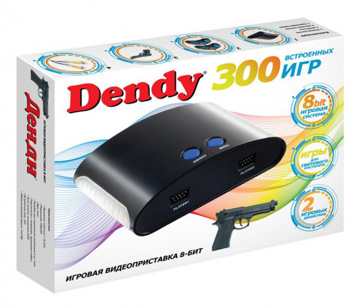 Игровая консоль Dendy черный +световой пистолет в комплекте: 300 игр фото 2