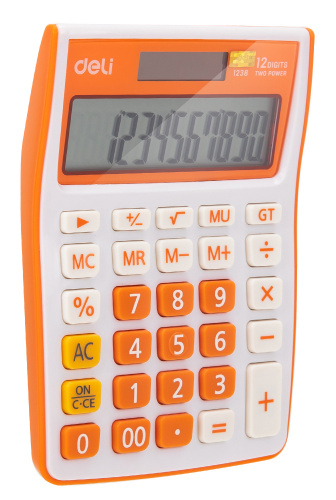 Калькулятор настольный Deli E1238/OR оранжевый 12-разр. фото 2