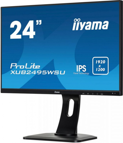 Монитор Iiyama 24.1" ProLite XUB2495WSU-B1 черный IPS LED 5ms 16:10 HDMI M/M матовая HAS Pivot 1000:1 300cd 178гр/178гр 1920x1200 D-Sub DisplayPort FHD USB 6.6кг фото 3