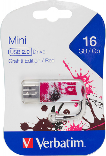 Флеш Диск Verbatim 16Gb Mini Graffiti Edition 49414 USB2.0 красный/рисунок фото 4