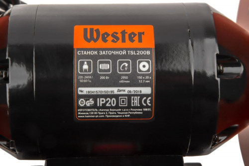 Электроточило Wester TSL200B 200Вт 2950об/мин d=150мм t=20мм фото 4