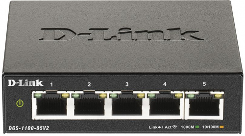 Коммутатор D-Link DGS-1100-05V2/A1A (L2) 5x1Гбит/с настраиваемый