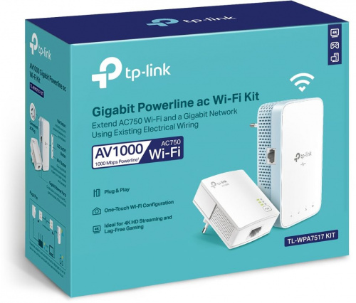 Сетевой адаптер Powerline TP-Link TL-WPA7517 KIT AV1000 Gigabit Ethernet (упак.:2шт) фото 2