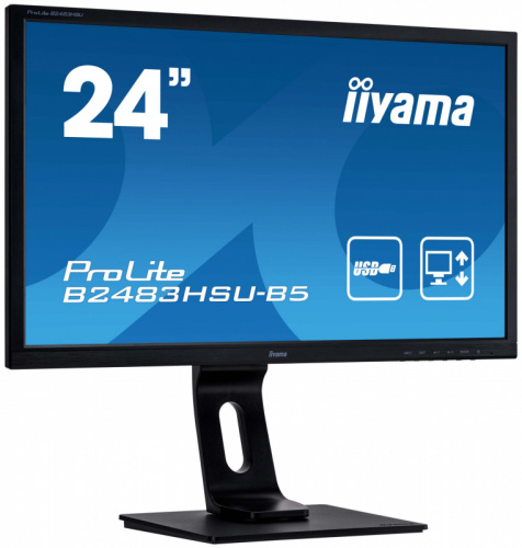 Монитор Iiyama 24" ProLite B2483HSU-B5 черный TN+film LED 1ms 16:9 HDMI M/M матовая HAS Pivot 250cd 170гр/160гр 1920x1080 D-Sub DisplayPort FHD USB 5.1кг фото 7