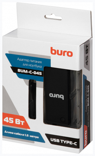 Блок питания Buro BUM-С-045 автоматический 45W 5V-20V 3A 1xUSB 2.4A от бытовой электросети LED индикатор фото 2