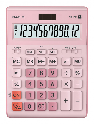 Калькулятор настольный Casio GR-12C-PK розовый 12-разр. фото 2