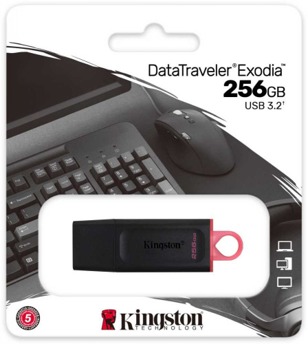 Флеш Диск Kingston 256GB DataTraveler Exodia DTX/256GB USB3.0 черный/красный фото 3