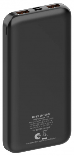 Мобильный аккумулятор Hiper SM10000 10000mAh 2.4A черный (SM10000 BLACK) фото 2