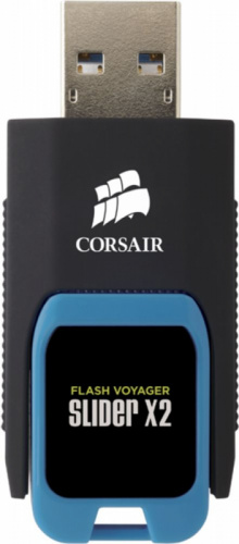 Флеш Диск Corsair 256Gb Voyager Slider X2 CMFSL3X2A-256GB USB3.0 черный/голубой фото 4