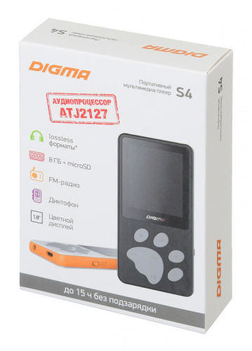 Плеер Hi-Fi Flash Digma S4 8Gb черный/серый/1.8"/FM/microSDHC фото 2
