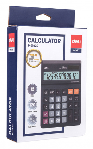 Калькулятор настольный Deli EM01420 черный 12-разр. фото 6