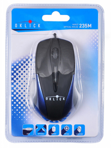 Мышь Oklick 235M черный/синий оптическая (800dpi) USB (2but) фото 3