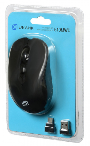 Мышь Оклик 610MWC черный оптическая (1600dpi) беспроводная USB/USB-C для ноутбука (6but) фото 3