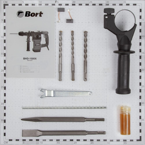 Перфоратор Bort BHD-1500X патрон:SDS-plus уд.:6Дж 1500Вт (кейс в комплекте) фото 4