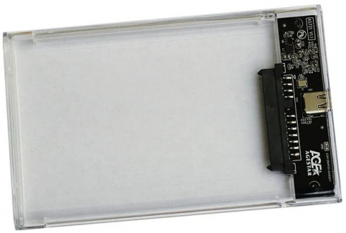 Внешний корпус для HDD/SSD AgeStar 3UB2P6C SATA III USB3.0 пластик прозрачный 2.5" фото 2